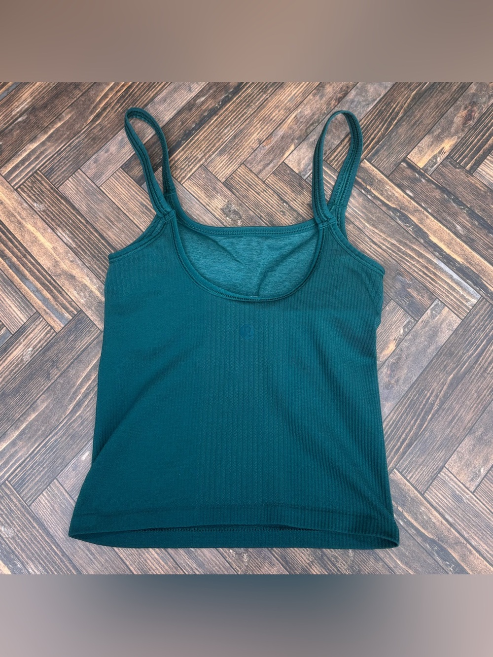 Lululemon Ebb To Street Scoop Neck Cropped Tank Top In Storm Teal Size 2